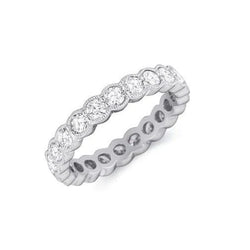 Bezel Set 3.50 Ct Round Cut Lab Grown Diamond Eternity Band Gold White 14K