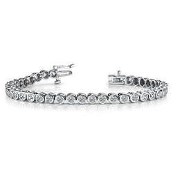 Bezel Set Round Cut 8 Carats Lab Grown Diamonds Bracelet Gold White 14K