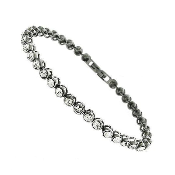 Bezel Set Round Lab Grown Diamond Ladies Tennis Bracelet Gold White 19.80 Carats