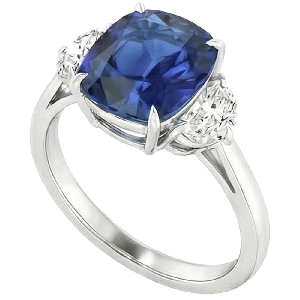 Big 6 Carat Cushion Sapphire Ring