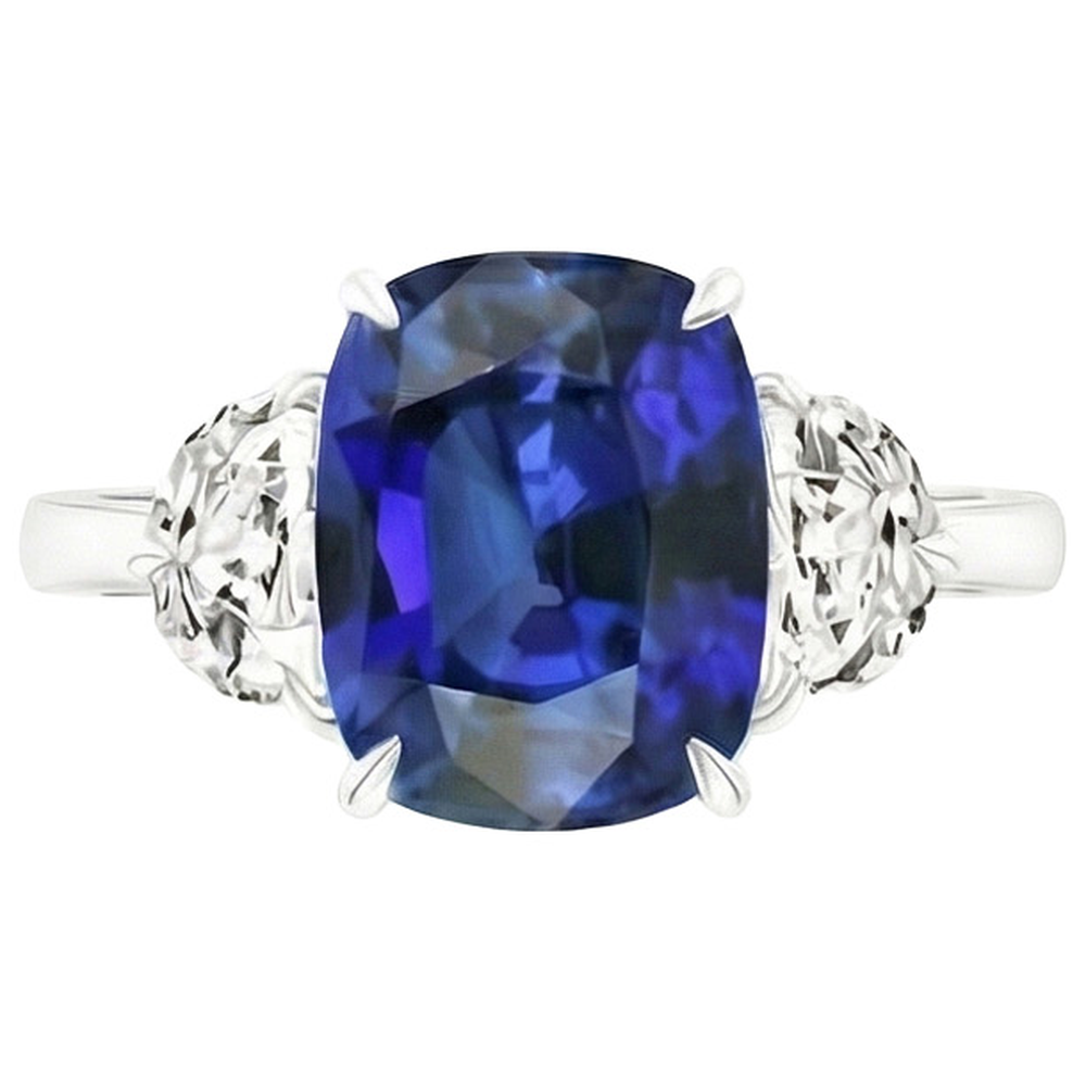 Big 6 Carat Cushion Sapphire Ring