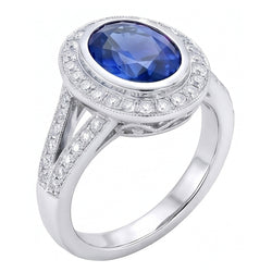Natural Sapphire Ring 4.75ct - White Gold 14K