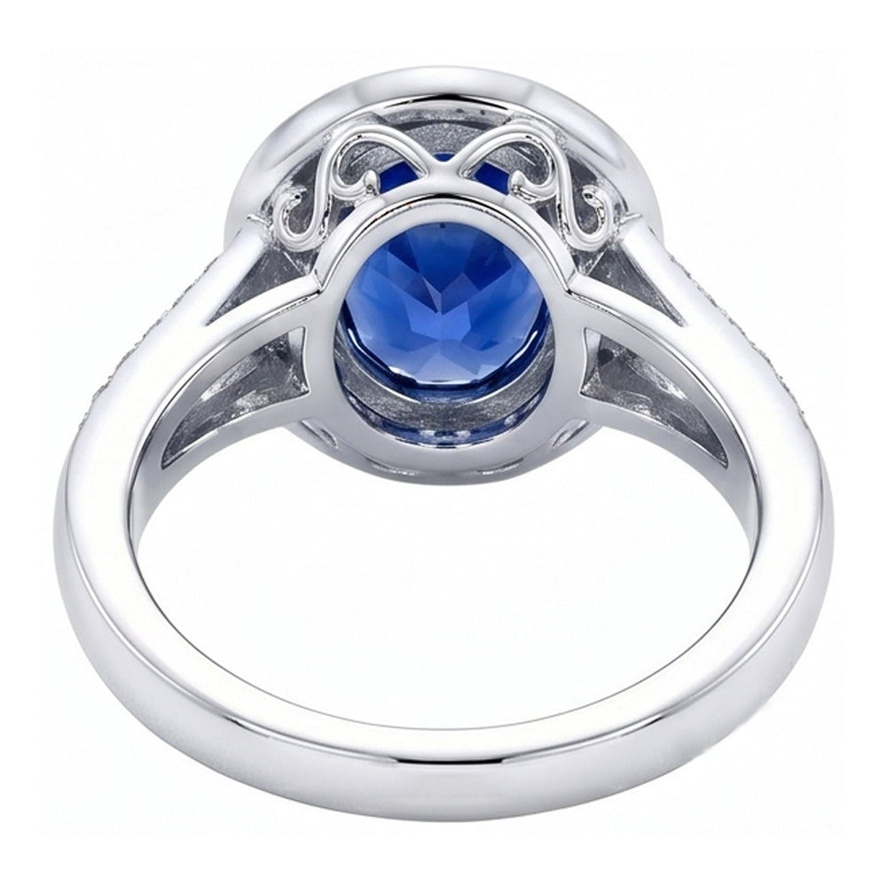 natural round sapphire 4.75ct ring profile view