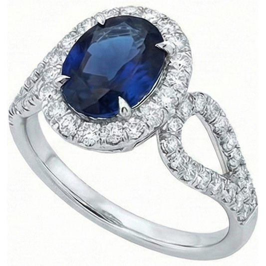 natural round sapphire 5ct ring side angle