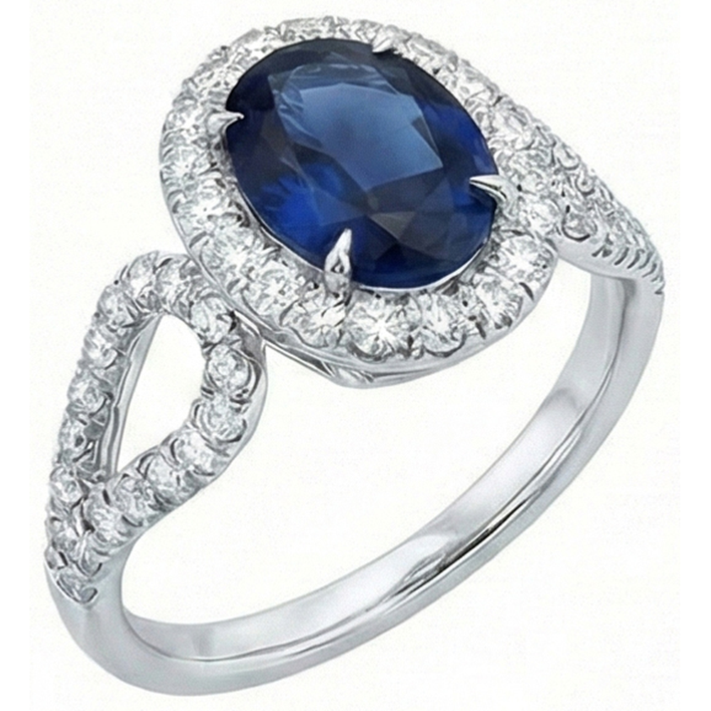 natural round sapphire 5ct ring top view