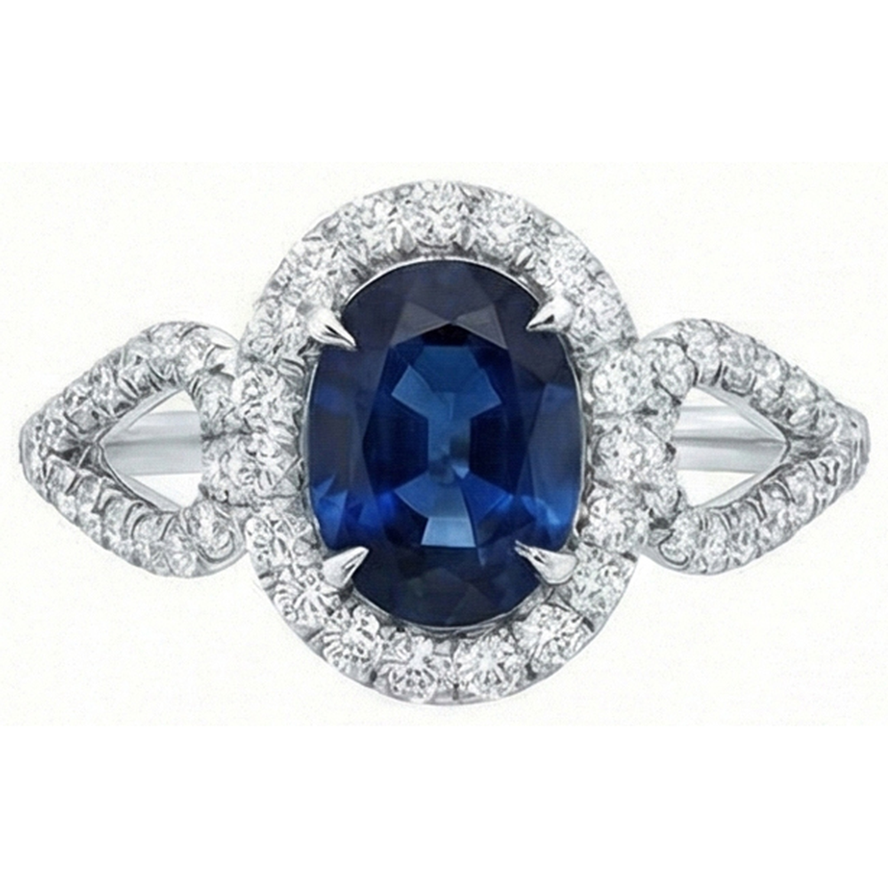 natural round sapphire 5ct ring close up detail