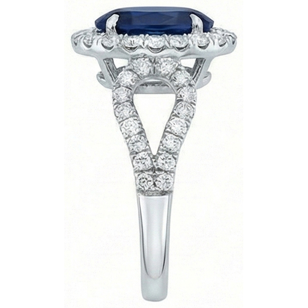 natural round sapphire 5ct ring profile view