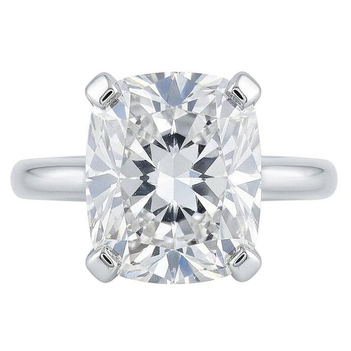 Big Cushion Cut Natural Earth Mined Diamond 3 Carats Solitaire Ring