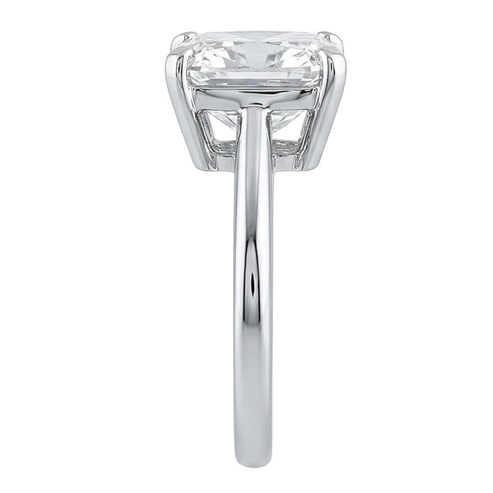 Big Cushion Cut Natural Earth Mined Diamond 3 Carats Solitaire Ring