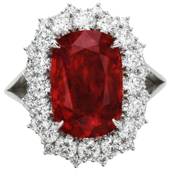 Natural Ruby Ring 7.25ct - White Gold 14K