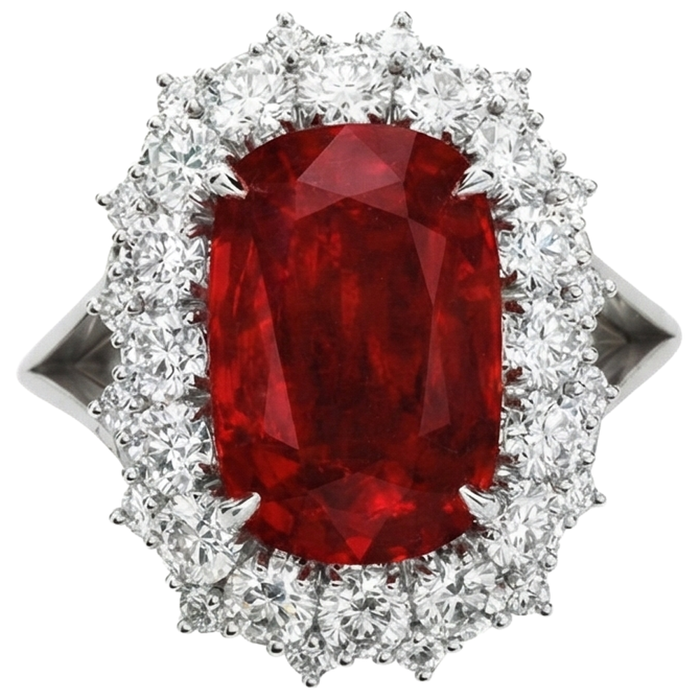 natural round ruby 7.25ct ring front view