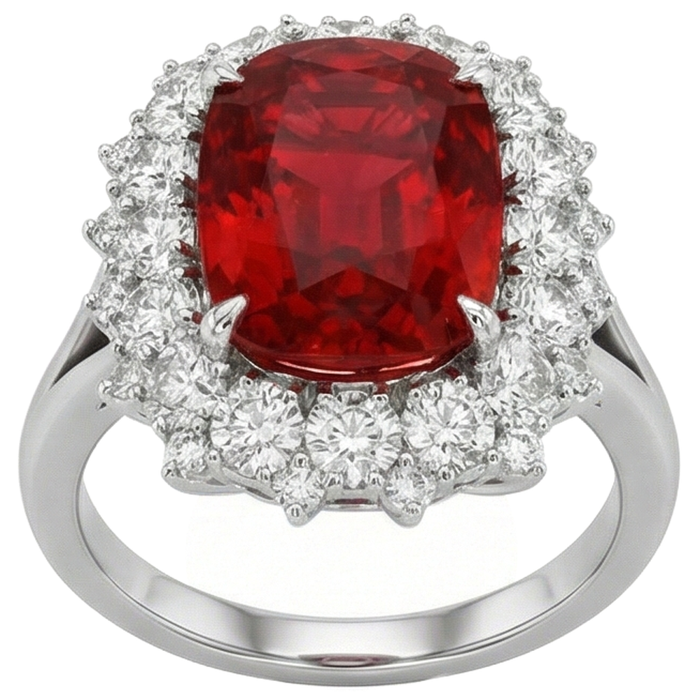natural round ruby 7.25ct ring side angle
