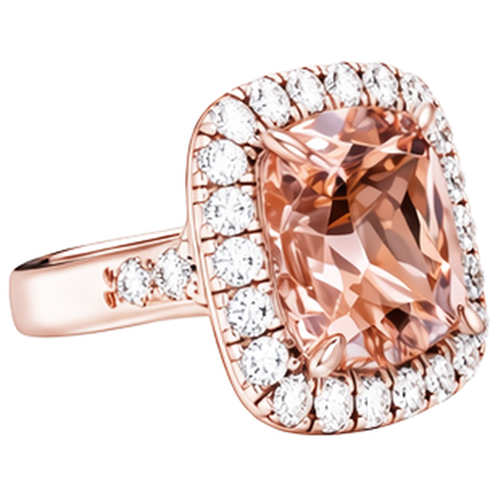 natural round morganite 10.50ct ring on white background