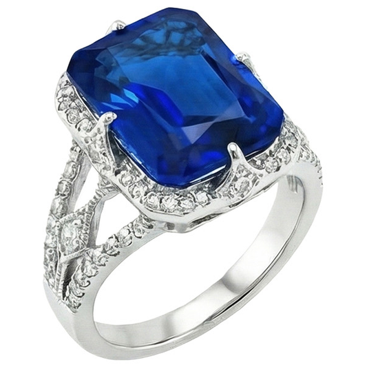 IGI CERTIFIED Big Cushion Sapphire Engagement Ring