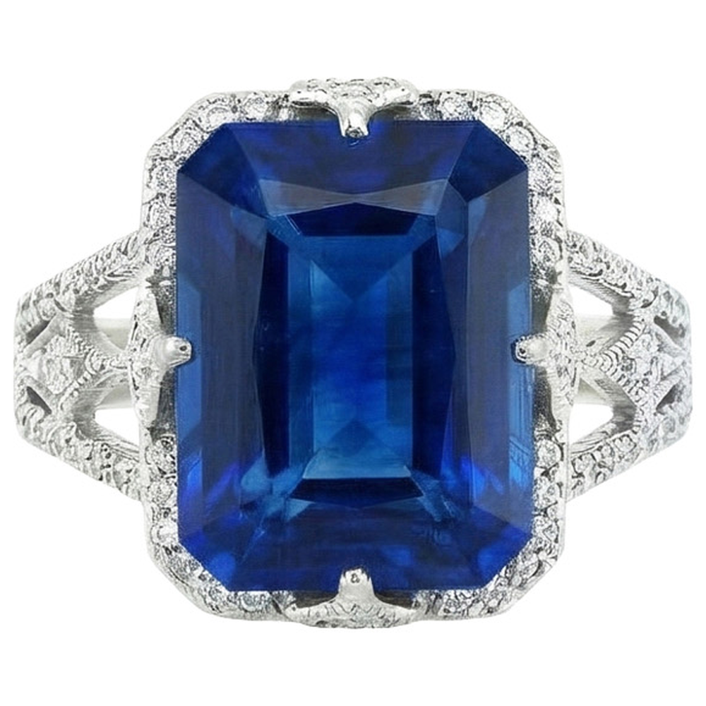 Big Cushion Sapphire Engagement Ring