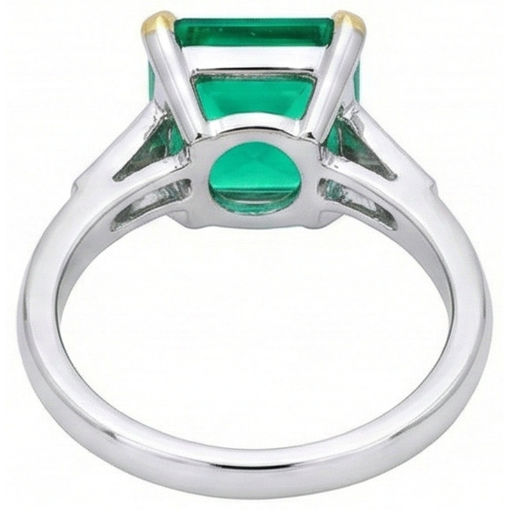 Authentic Colombian Emerald Gemstone Ring – back view