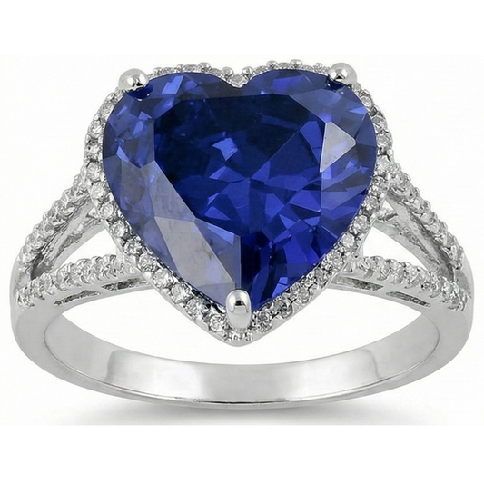 Big Heart Sri Lanka Color Blue Sapphire IGI CERTIFIED Diamond Engagement Ring 5.75 Carats