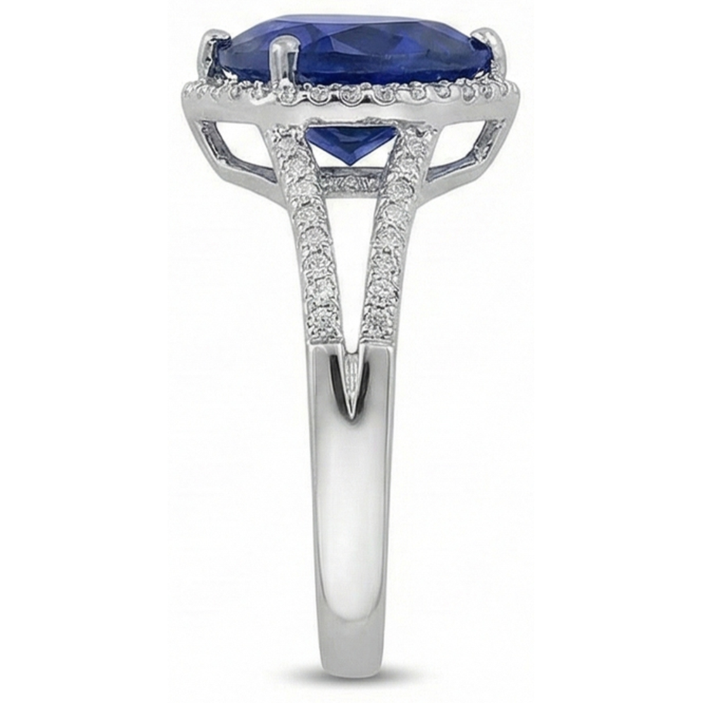 Big Heart Sri Lanka Blue Sapphire Natural Earth Mined Diamond Engagement Ring 5.75 Carats