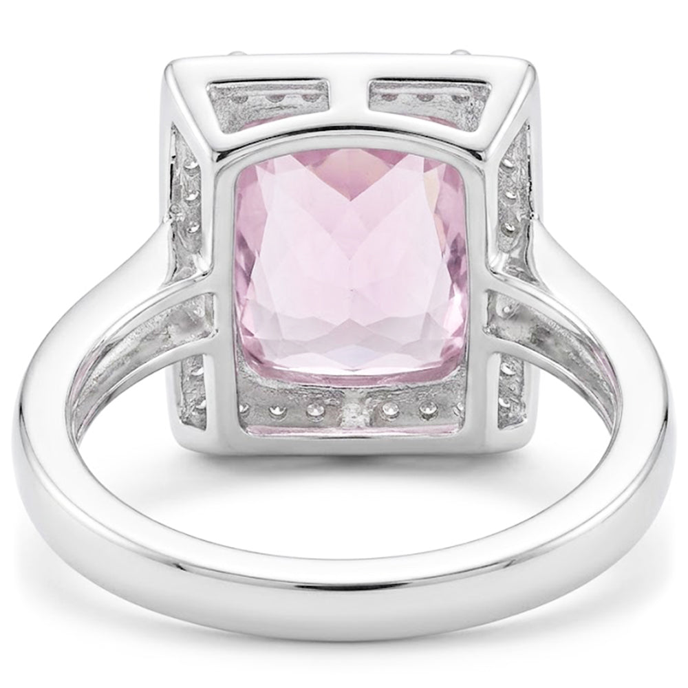 Big Kunzite With Natural Earth Mined Diamond ( Not Lab Grown )s 25.50 Carats Ring 14K White Gold
