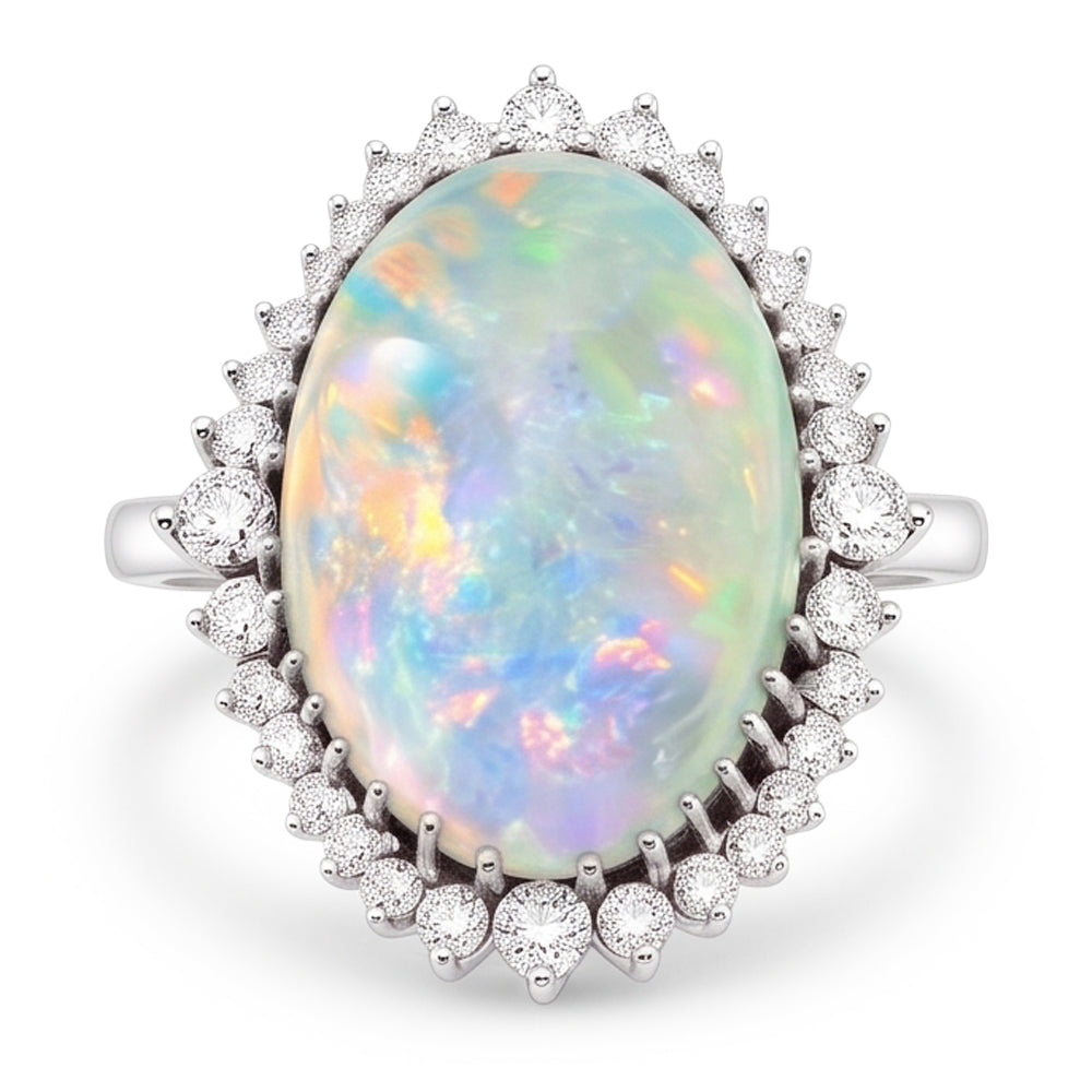 Big Opal Gemstone Cocktail Ring