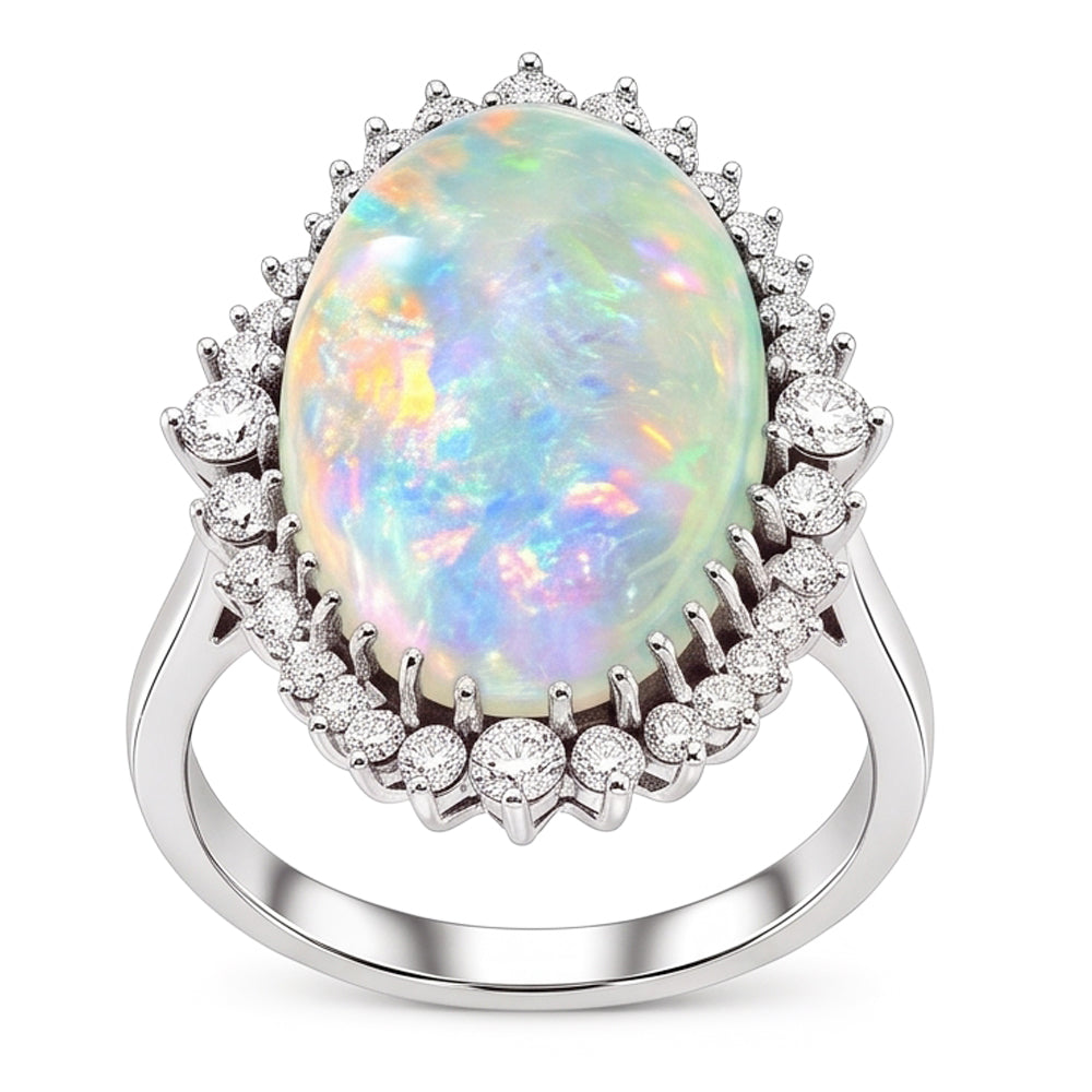 Big Opal Gemstone Cocktail Ring