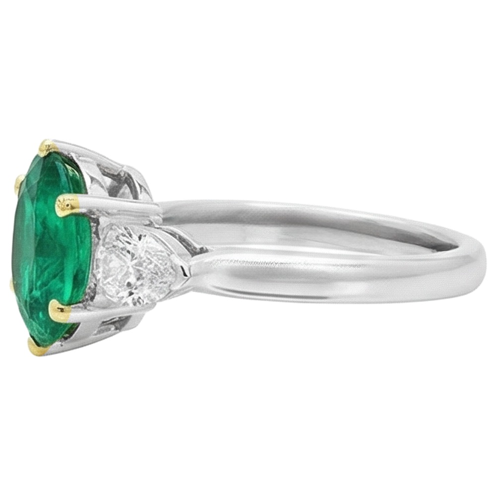 Brilliant Colombian Emerald Gemstone Ring 4 ct – profile view