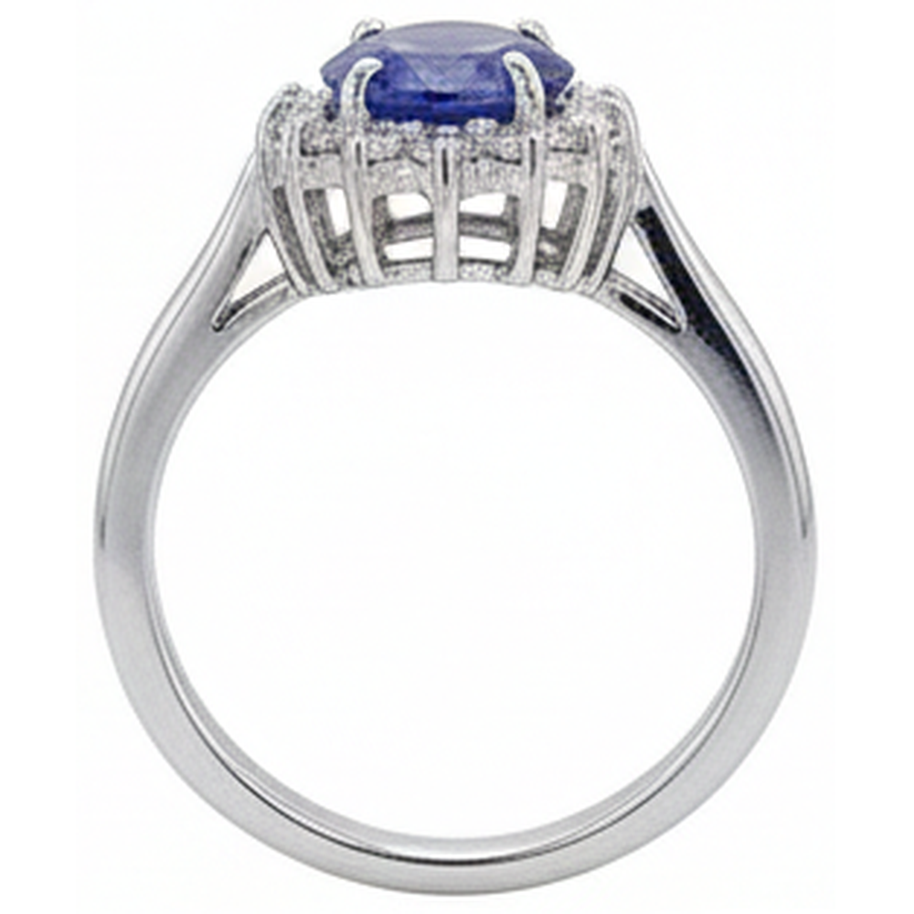 Big Oval Tanzanite Stone Fancy Ring 1.95 Carat Natural Earth Mined Diamond ( Not Lab Grown )  Jewelry Gold