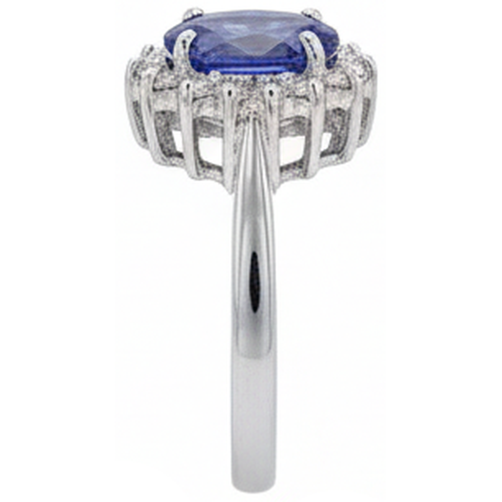 Big Oval Tanzanite Stone Fancy Ring 1.95 Carat Natural Earth Mined Diamond ( Not Lab Grown )  Jewelry Gold
