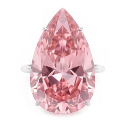 Big Pear Cut Solitaire 3 Ct Pink Sapphire Gemstone Ring Gold White 14K