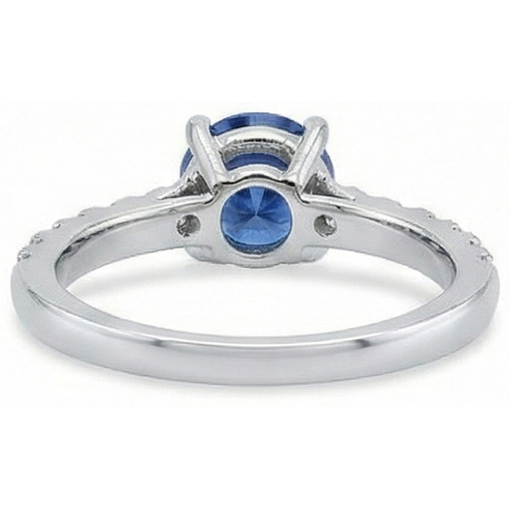 Big Round Ceylon Sapphire With Natural Earth Mined Diamond ( Not Lab Grown )s Anniversary Ring 3.30 Carats