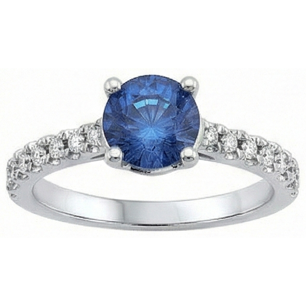 Big Round Ceylon Sapphire With Natural Earth Mined Diamond ( Not Lab Grown )s Anniversary Ring 3.30 Carats