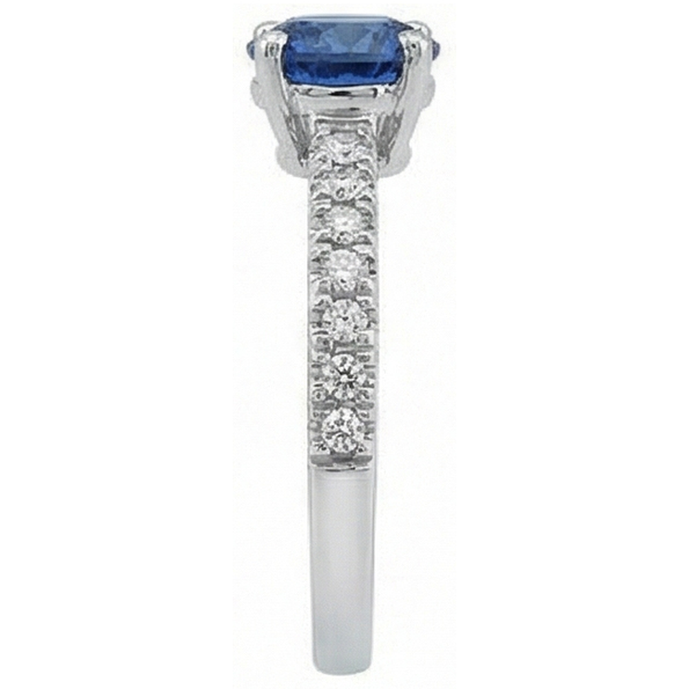 Big Round Ceylon Sapphire With Natural Earth Mined Diamond ( Not Lab Grown )s Anniversary Ring 3.30 Carats