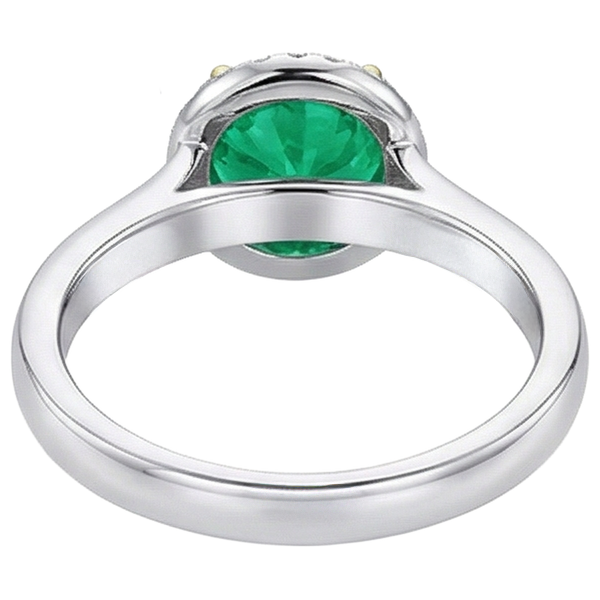 Precious Stone Ring 14K Two Tone Gold with Colombian Emerald – back view