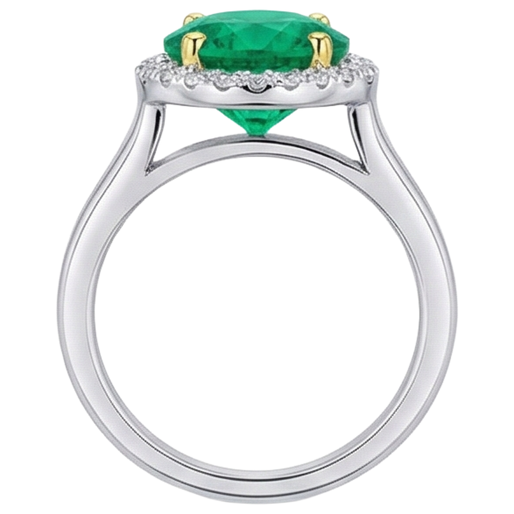Authentic Colombian Emerald Precious Stone Ring – top view