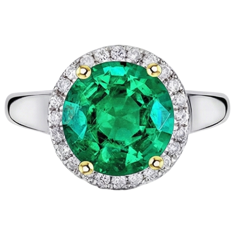 Authentic Colombian Emerald Precious Stone Ring – front view