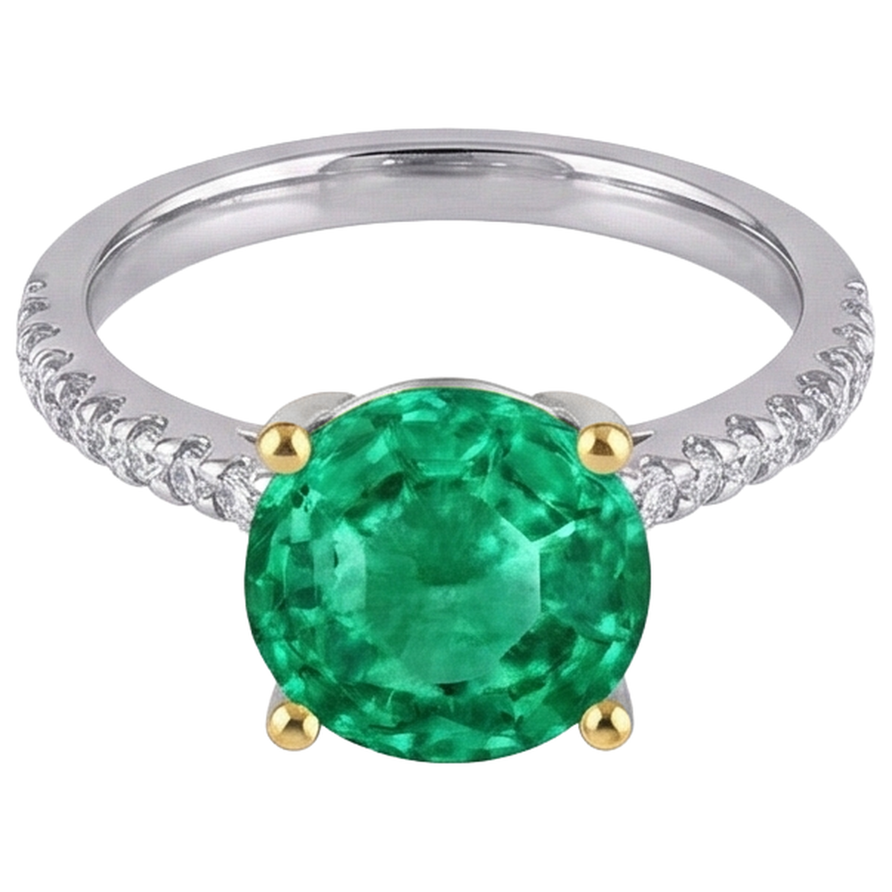 Genuine Fine Emerald Gemstone Ring – angle view