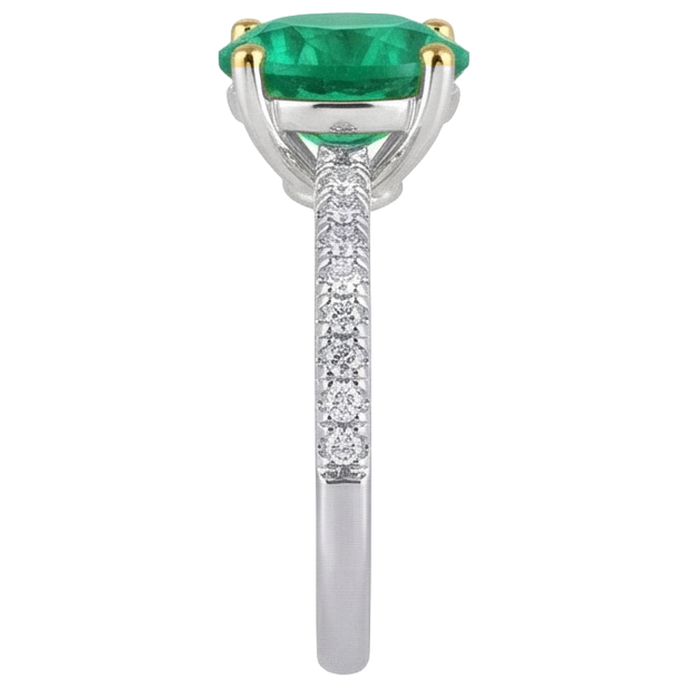 Fine Emerald Gemstone Ring 4-ct Two-Tone 14K Gold – top view