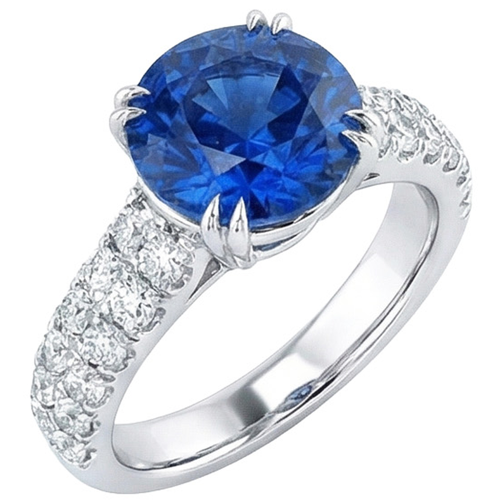 natural round sapphire 6ct ring side angle