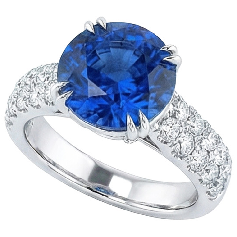 natural round sapphire 6ct ring top view