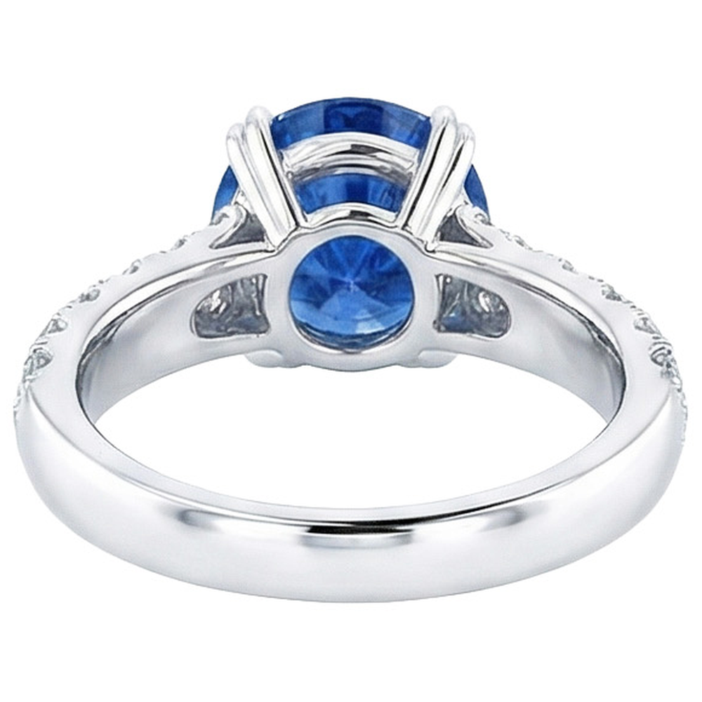 natural round sapphire 6ct ring on white background