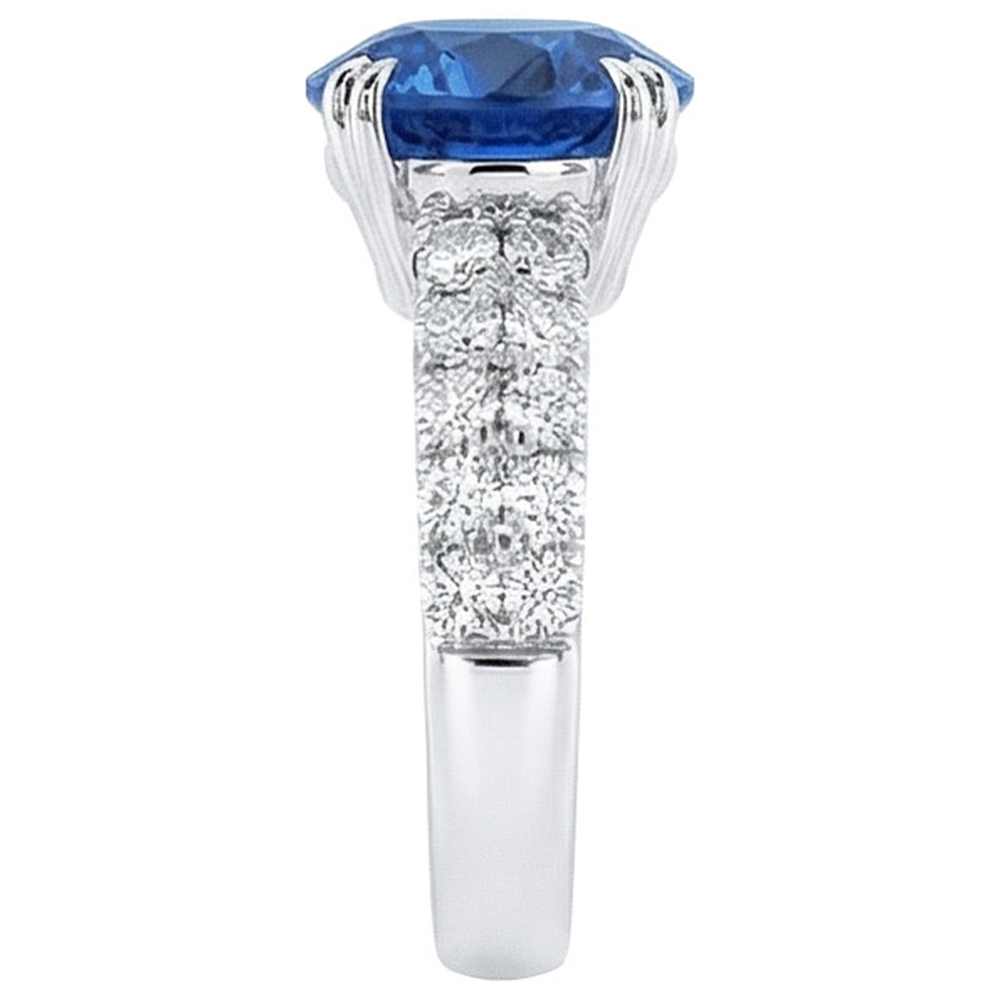 natural round sapphire 6ct ring profile view