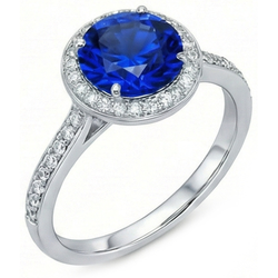 Big Sri Lanka Sapphire & Natural Earth Mined Diamond ( Not Lab Grown )s Small Diamonds Wedding Ring 3 Ct