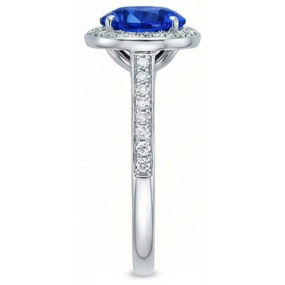 Big Sri Lanka Sapphire & Natural Earth Mined Diamond ( Not Lab Grown )s Small Diamonds Wedding Ring 3 Ct