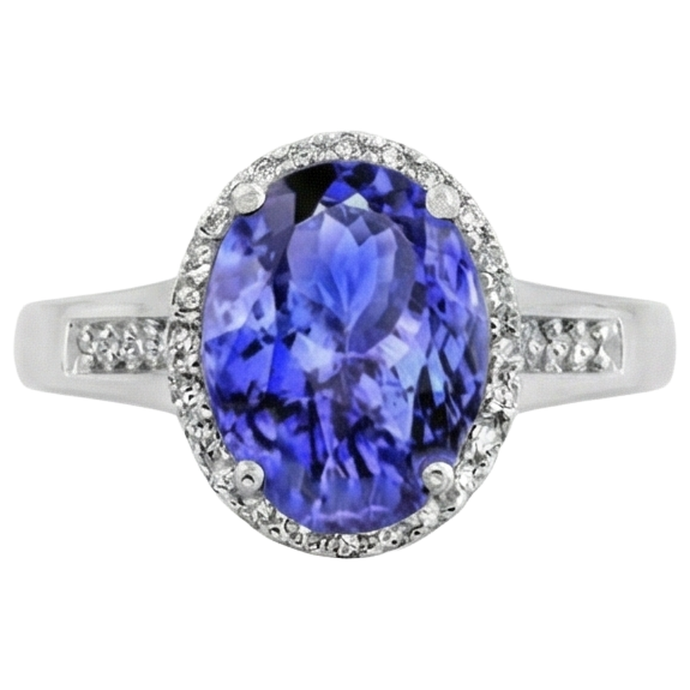 natural round tanzanite 5.75ct ring side angle