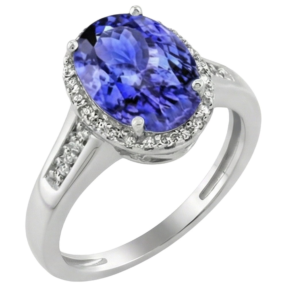 natural round tanzanite 5.75ct ring close up detail