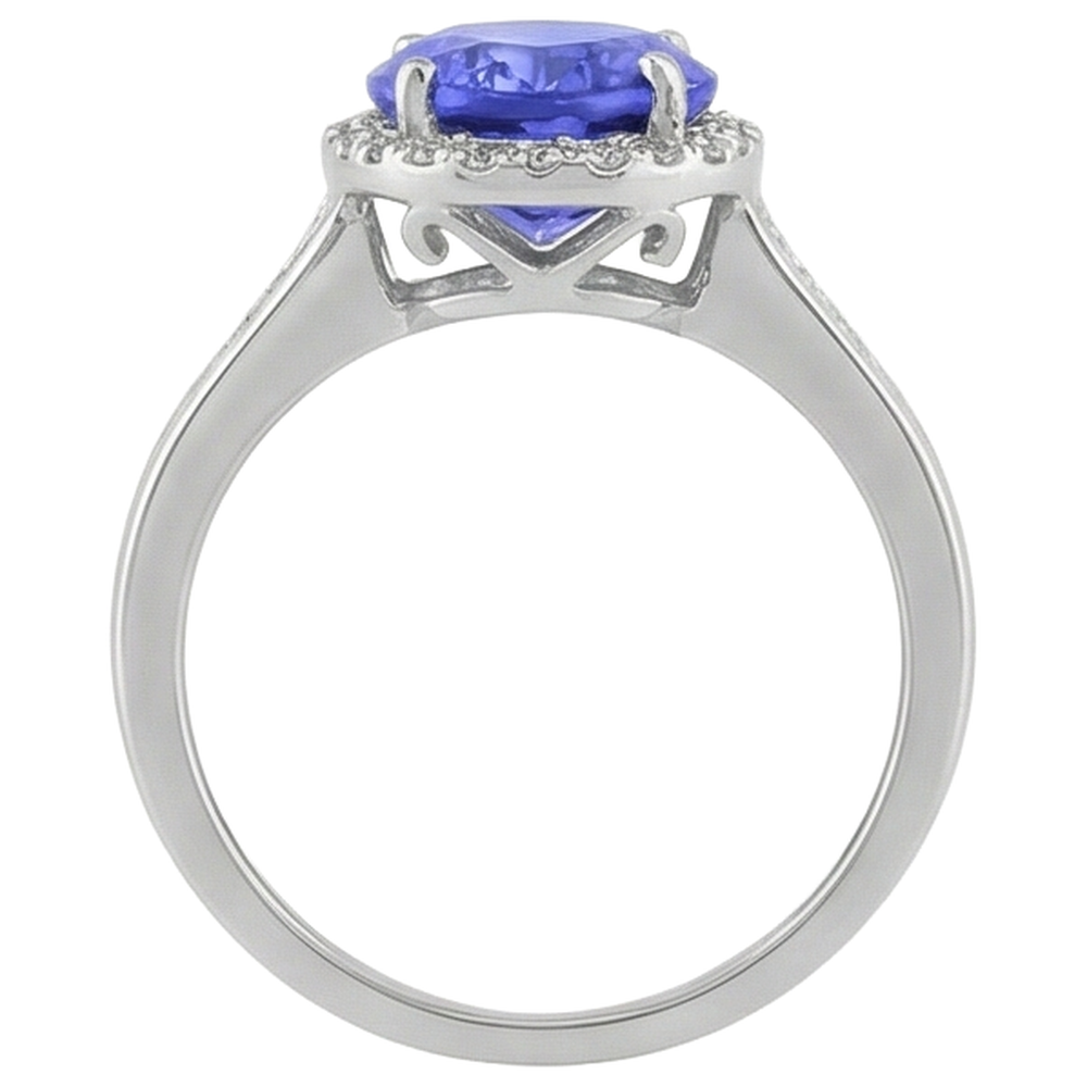 natural round tanzanite 5.75ct ring with diamond accents