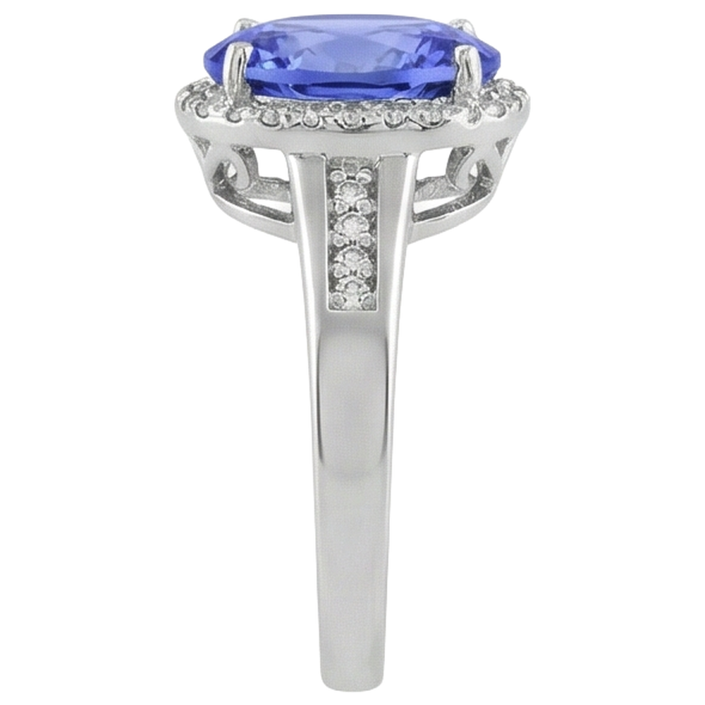 natural round tanzanite 5.75ct ring band detail