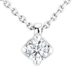 Big 2 Carats Round Solitaire Natural Diamond Pendant White Gold 14K