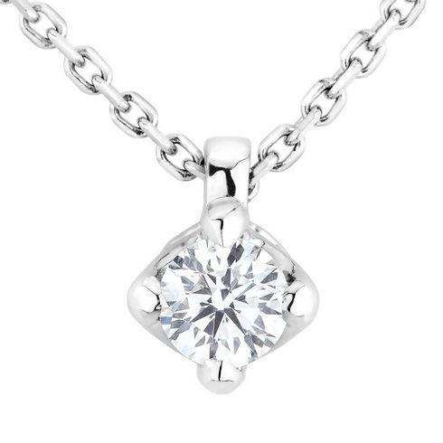 Big 2 Carats Round Solitaire Natural Diamond Pendant White Gold 14K