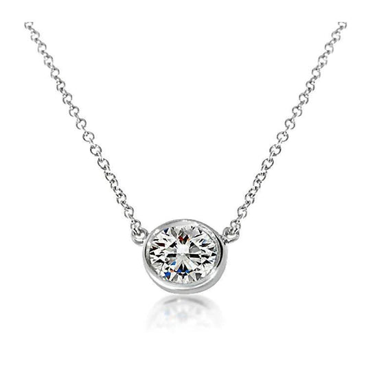 Big 2 Ct Solitaire Bezel Setting Natural Diamond Pendant White Gold